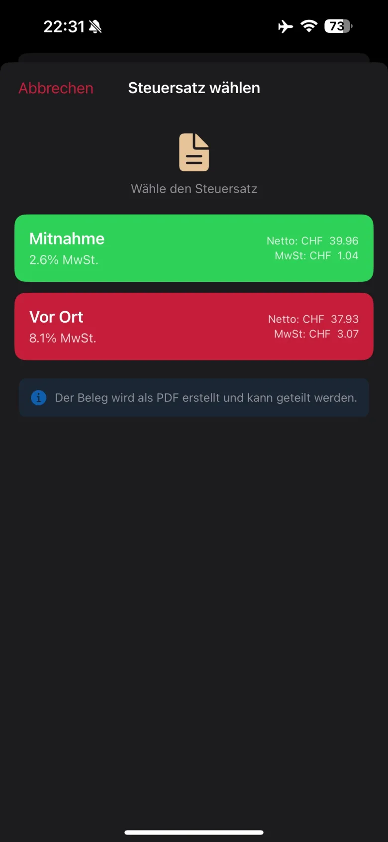 Steuersatz wählen